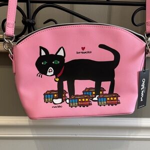 Marc Tetro  San Francisco Pink Cat Print Crossbody Bag NWT purse